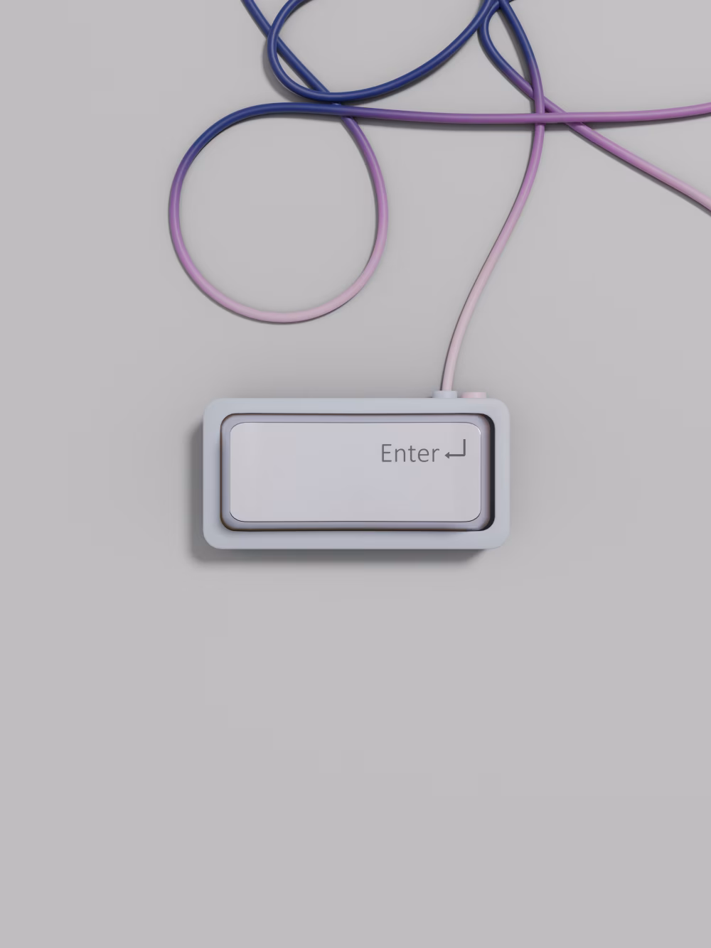 Minimal Enter Keyboard Key with Pastel Cable Loops on Neutral Background Technology Concept